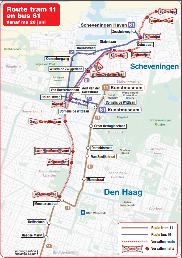 Lijn 11 naar het en lijn 16 Avenio - Haags Openbaar Vervoer Museum