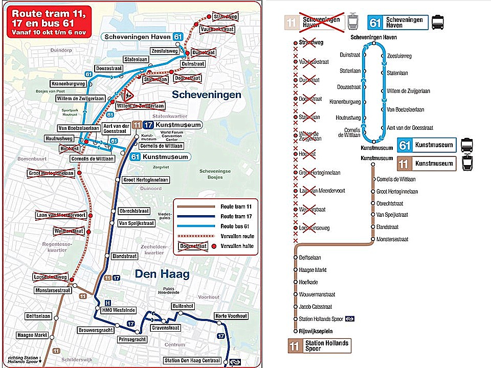 makkelijk te gebruiken goedkeuren spectrum Lijn 11 rijdt om en wijzigingen dienstregeling HTM - Haags Openbaar Vervoer  Museum